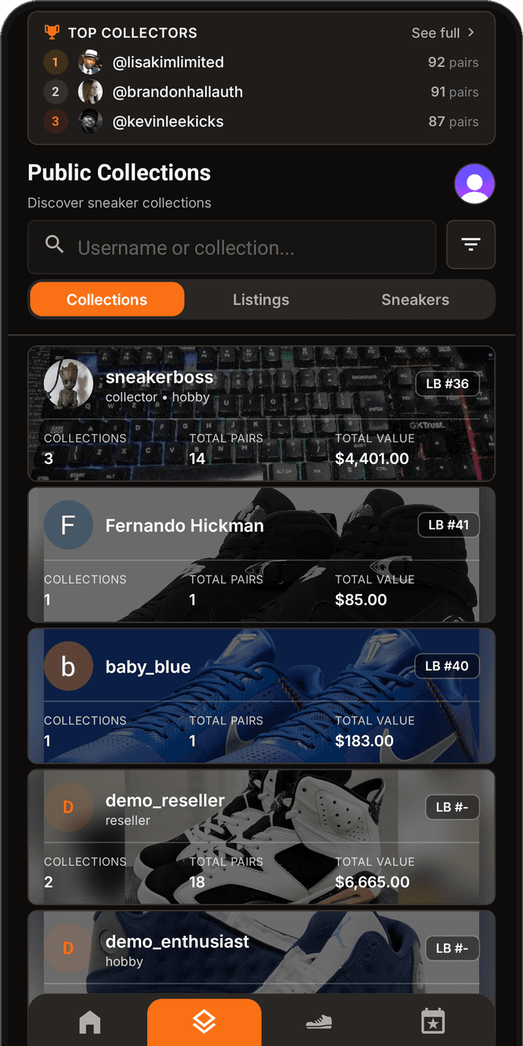 SneakersBook app screen: Discover