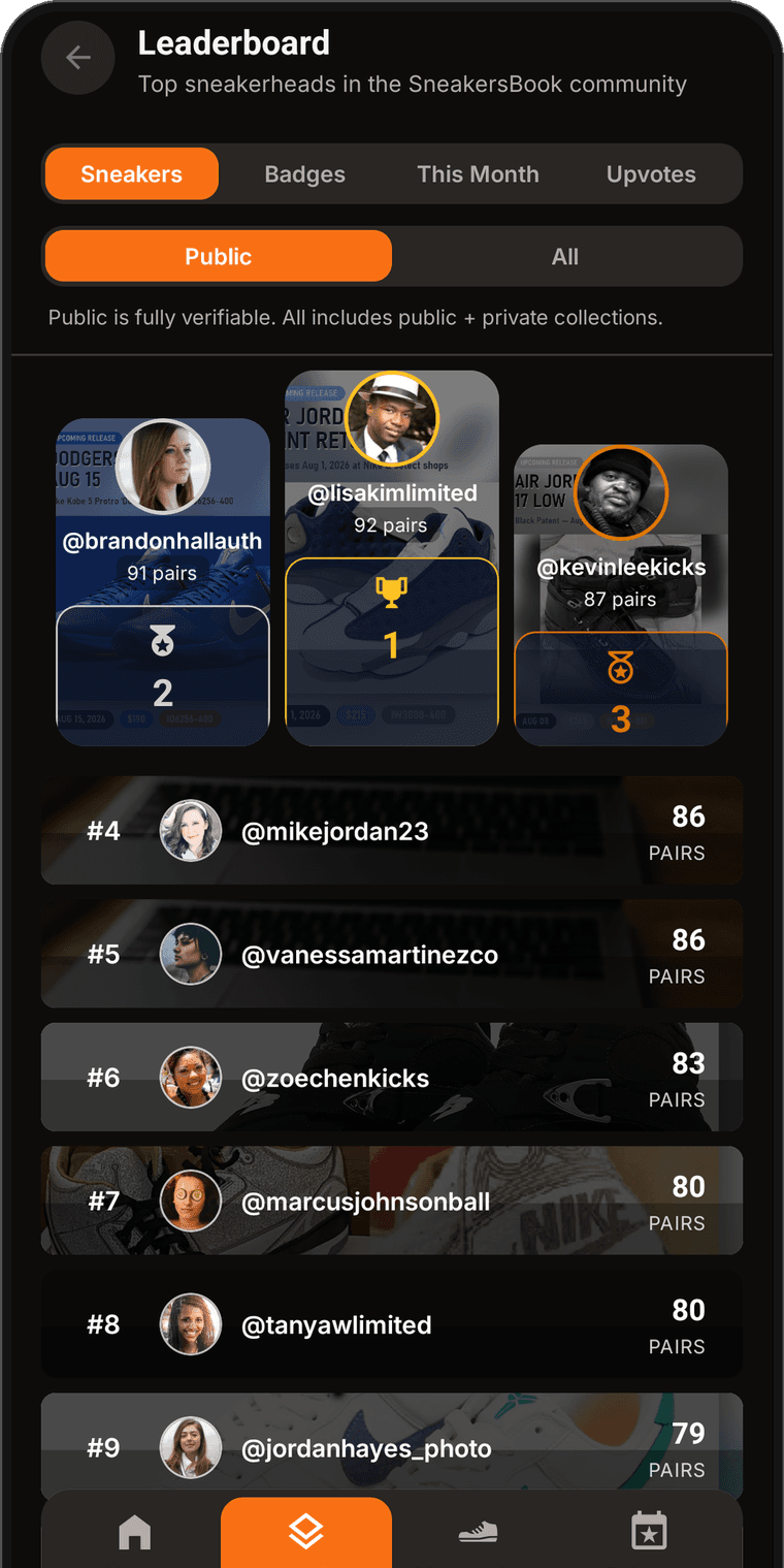 SneakersBook app screen: Climb
